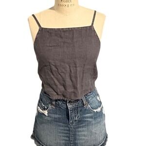 ZARA Linen Blend Tie Back Crop Top Gray Minimalist Summer Cami Small Euro Summer
